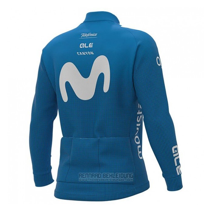 2020 Fahrradbekleidung Movistar Blau Trikot Langarm und Tragerhose